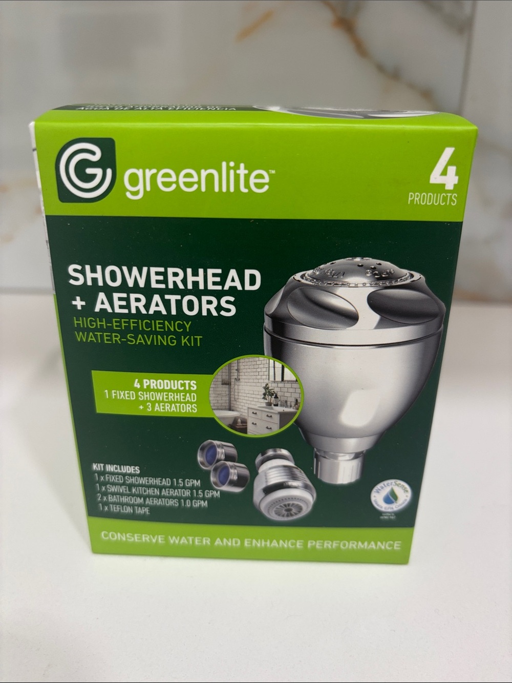 GREENLITE NWT Energy Efficient Shower Head and Aerators, Water Saving Kit